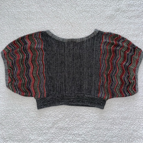 VTG crop sweater top grey red purple black Y2K made in USA scoop neck M - Picture 6 of 13